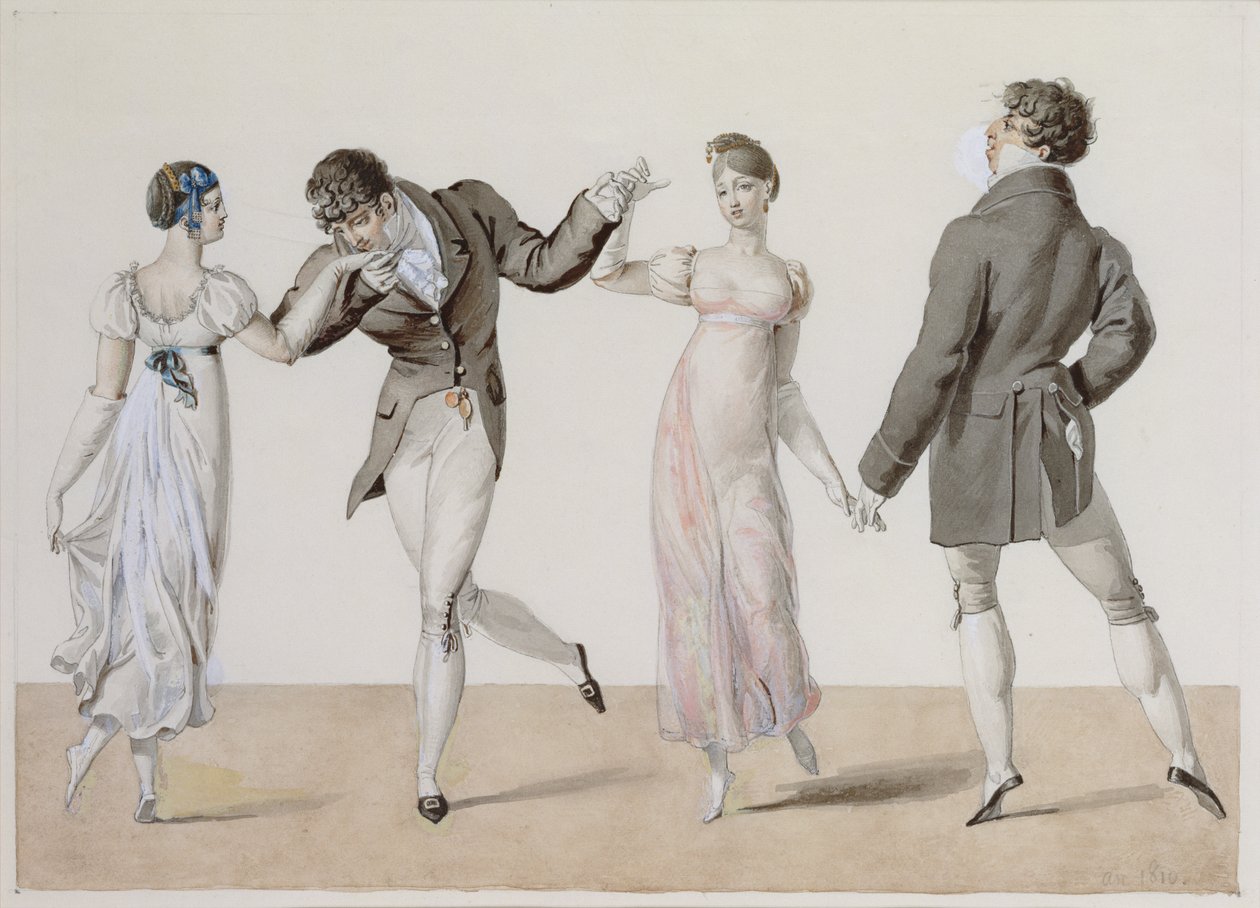 La Poule, från Le Bon Genre, 1810 (wc på papper) av French School