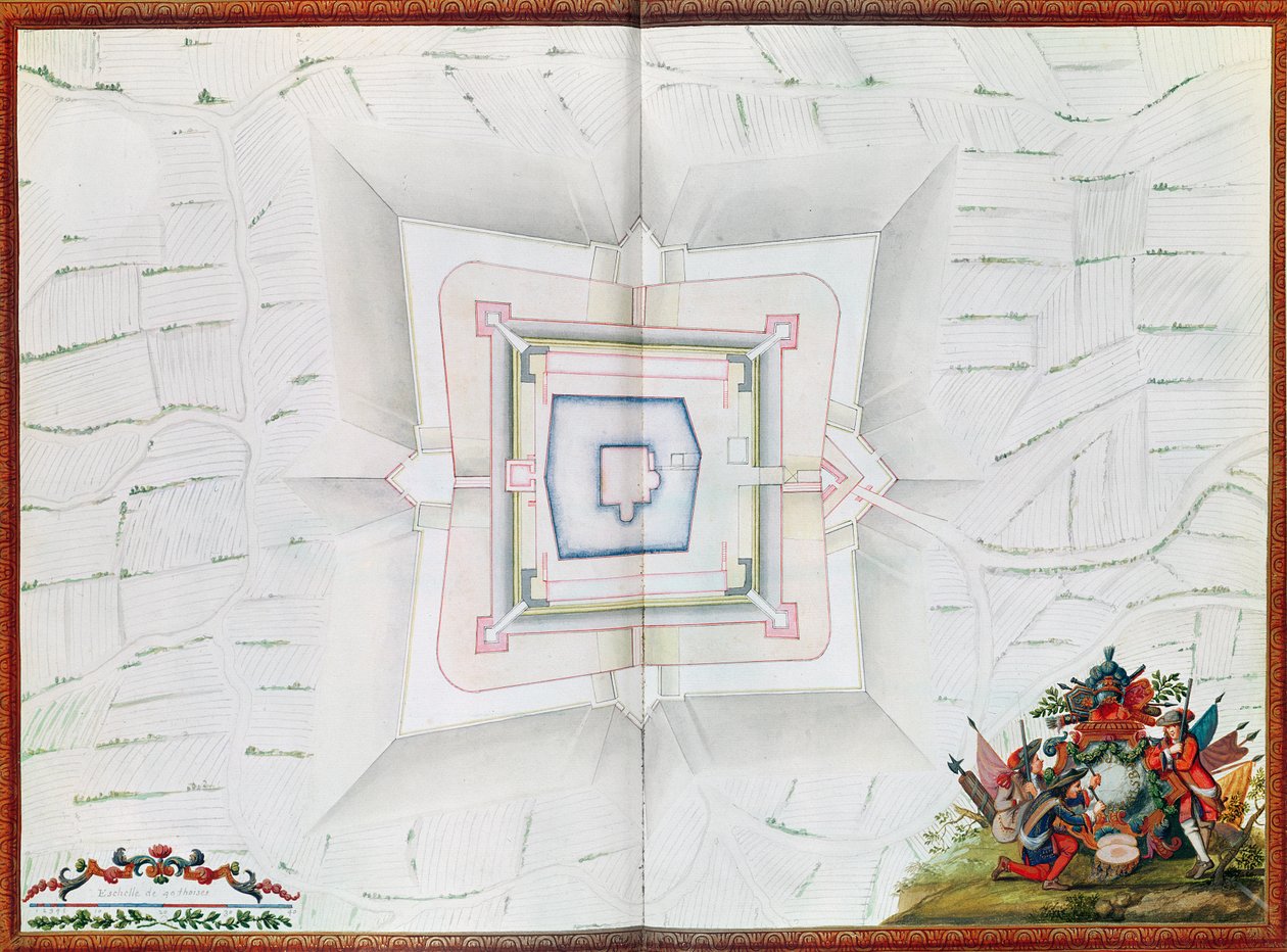 Karta över Phalsbourg, från Atlas de Louis XIV (wc på papper) av French School