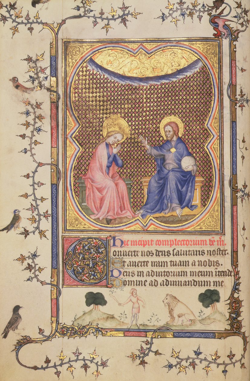 Ms 3-1954 f.24v Jungfruns kröning, från Filip den djärve, hertigen av Bourgognes timmar, ca 1370 av French School