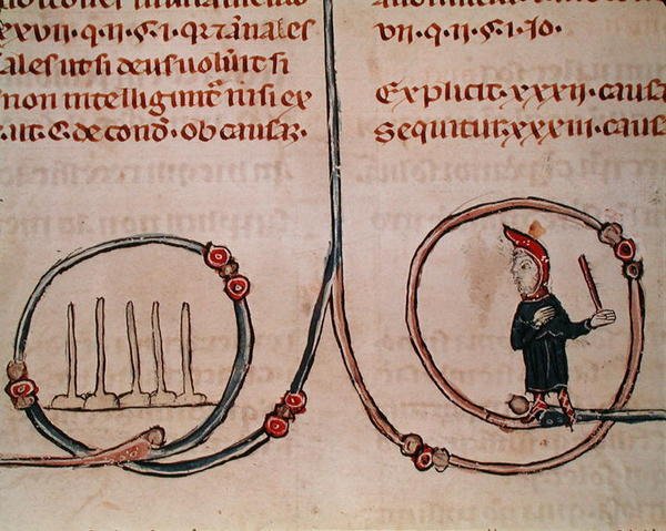 Ms 372 fol.181v A Man Playing Skittles, från Decrets de Gratien av French School