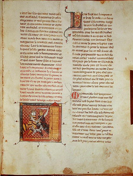 Ms 403 fol.127 Strid mellan kungen och kejsaren, från Roman dArtus av French School