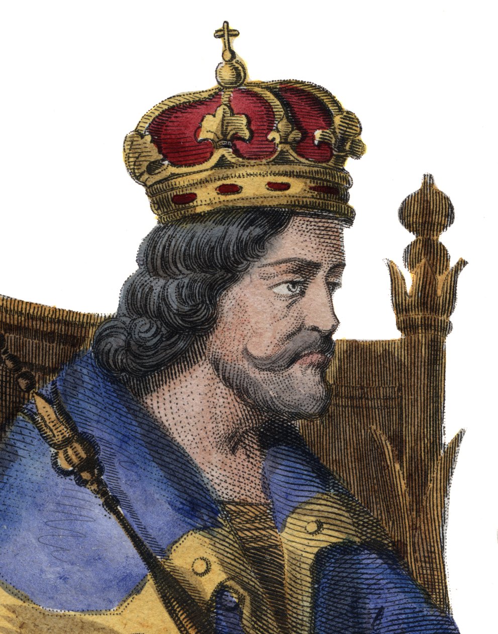 Porträtt av Karl I av Neapel (Karl av Anjou) (1227-1285), kung av Sicilien. av French School