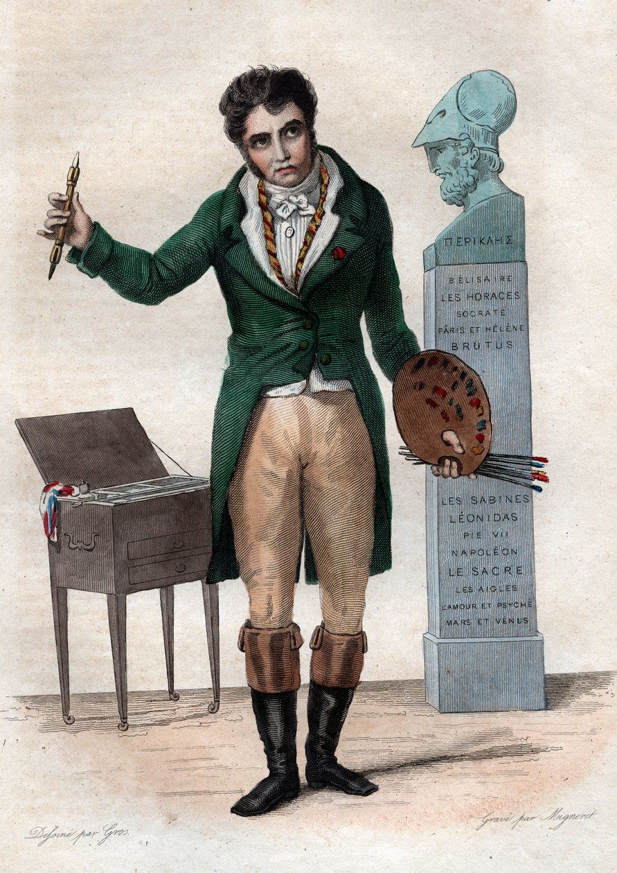 Porträtt av Jacques Louis David (1748-1825), fransk målare. av French School