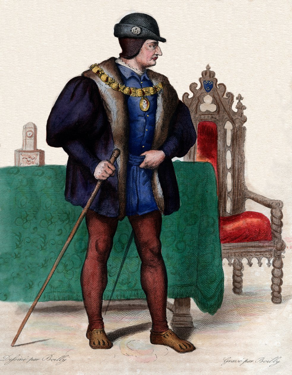 Porträtt av Ludvig XI av Frankrike (1423-1483), kung av Frankrike. av French School