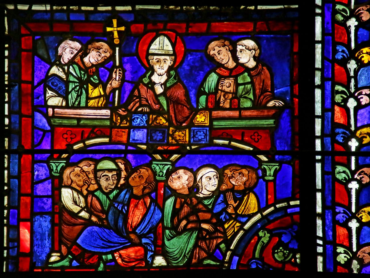 Predikning, scen ur St. Martins liv, Chartres katedral av French School