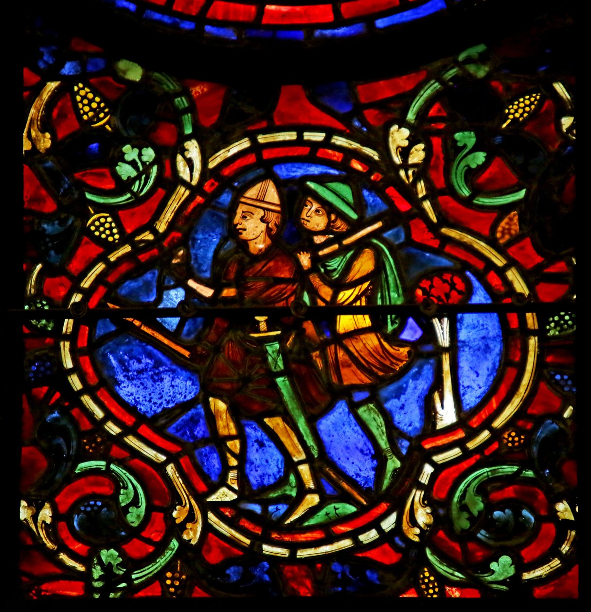 Två skurkar, scen från St. Martins liv, Chartres katedral av French School