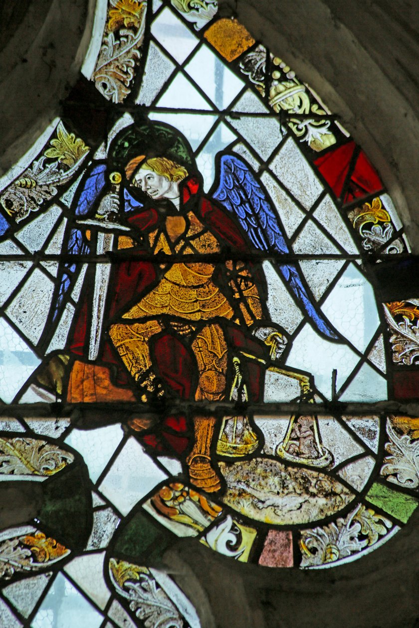 Fönster föreställande Sankt Mikael med vågen, 1300-1400-talet av French School