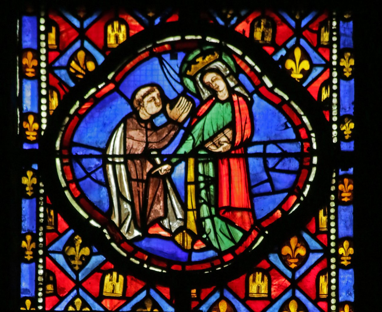 Fönster föreställande Jungfru Maria av French School