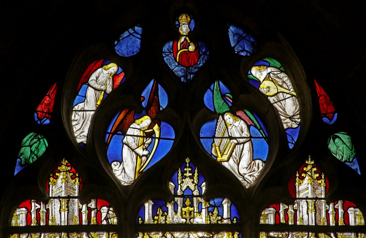 Fönster föreställande musikaliska änglar, c.1495 av French School