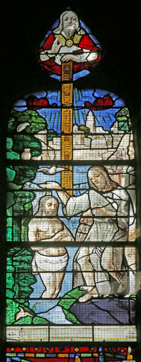 Fönster som visar dopet i Jordanien, ca 1495 av French School