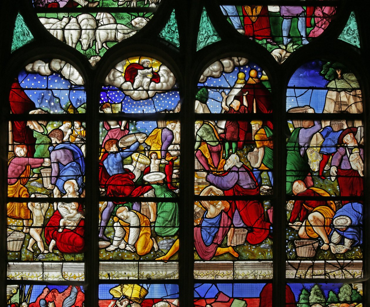 Vindue, der forestiller israelitterne samler manna i ørkenen, 1534 swed av French School