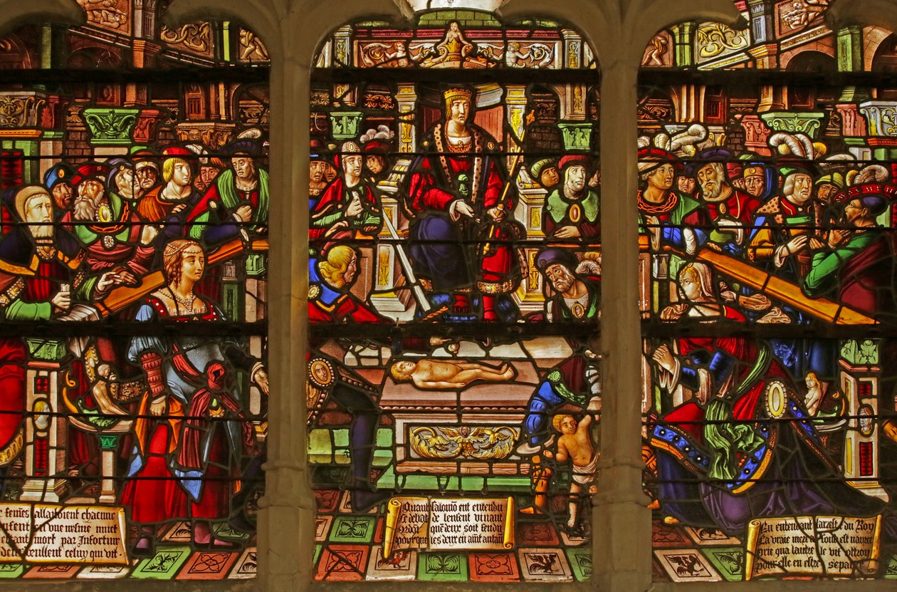 Fönster som föreställer Salomos dom av French School