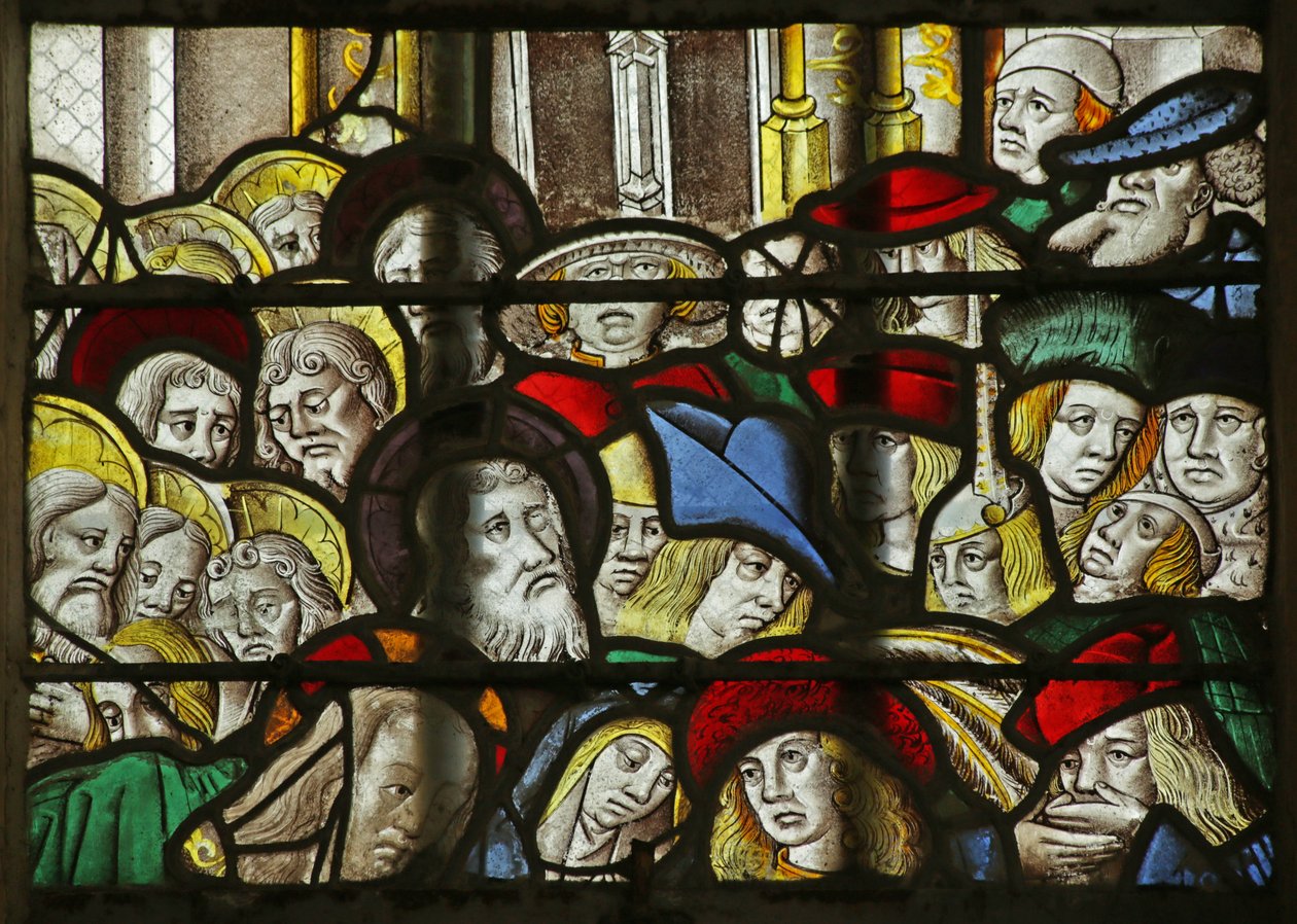 Fönster som visar folkmassorna vid Lasarus uppståndelse, 1470-1500 av French School