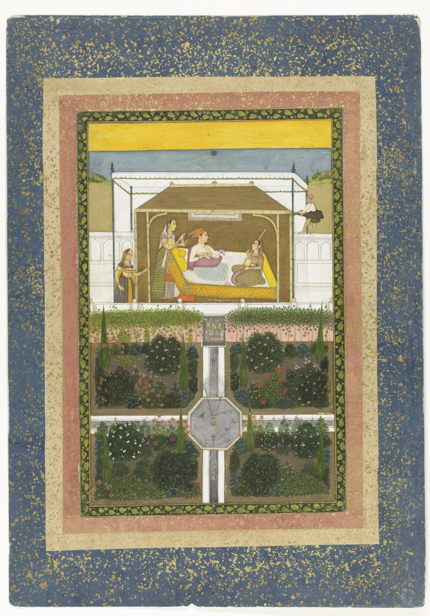 Prins i en trädgård, ca 1775-99 (pensel på papper) av Indian School