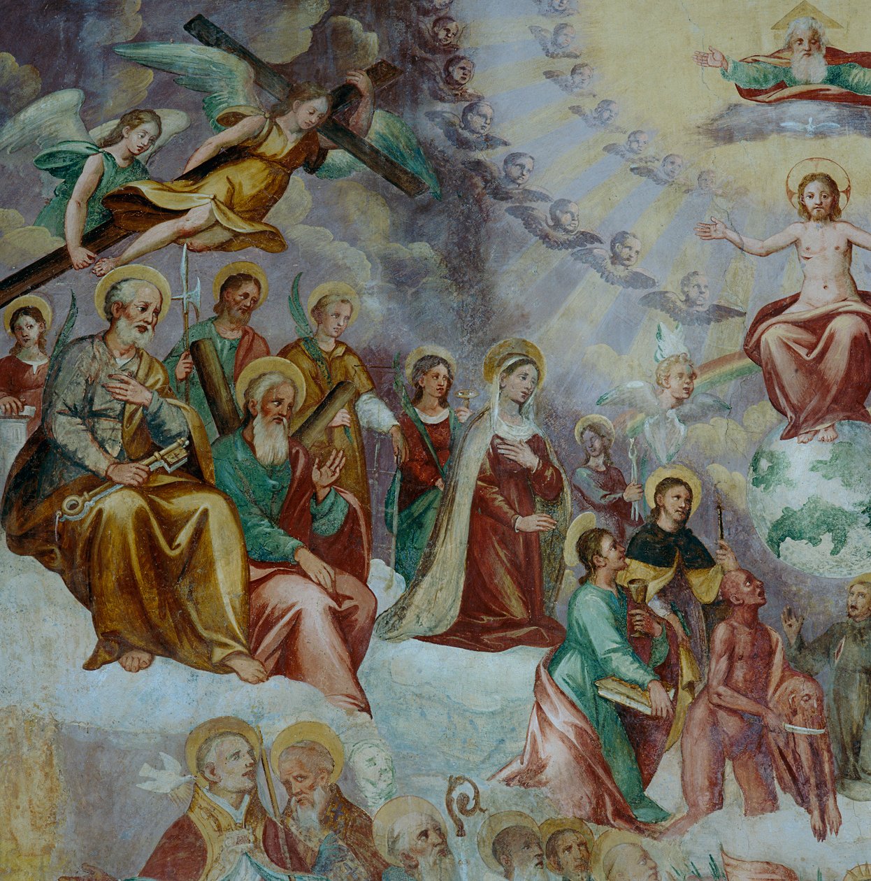 Detalj som visar den sista domen och helgonen, i absiden av Italian School