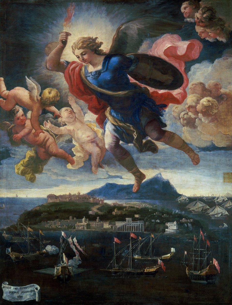 Sankt Mikael ärkeängel försvarar ön, 1680-90 av Italian School