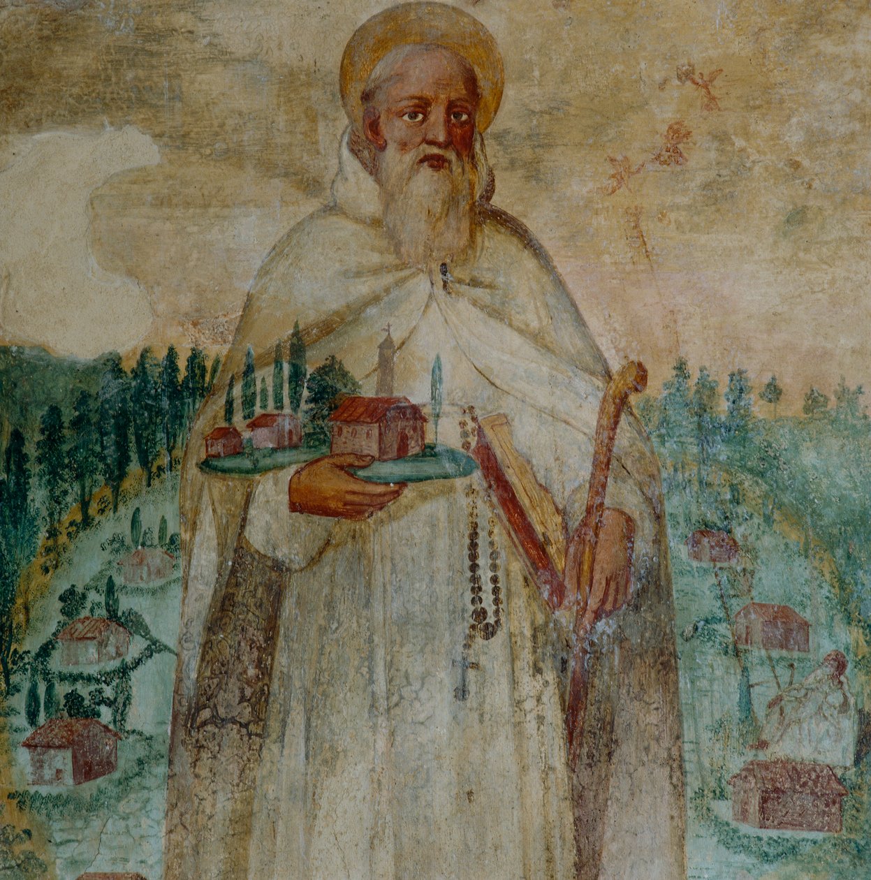 St. Romuald, grundare av kartusianklostret i Camaldoli, detalj av Italian School