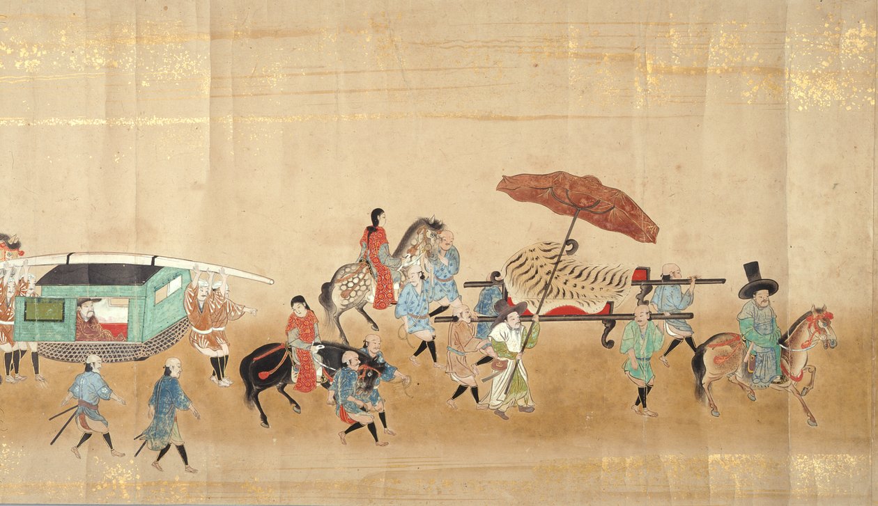 Sjätte koreanska ambassaden till Japan i Meireki 1 vid tiden för Tokugawa Ietsunas succession 1651, möjligen av Kano Masunobu (1625-94) (rullmålning) (detalj) (se även 79775) av Japanese School