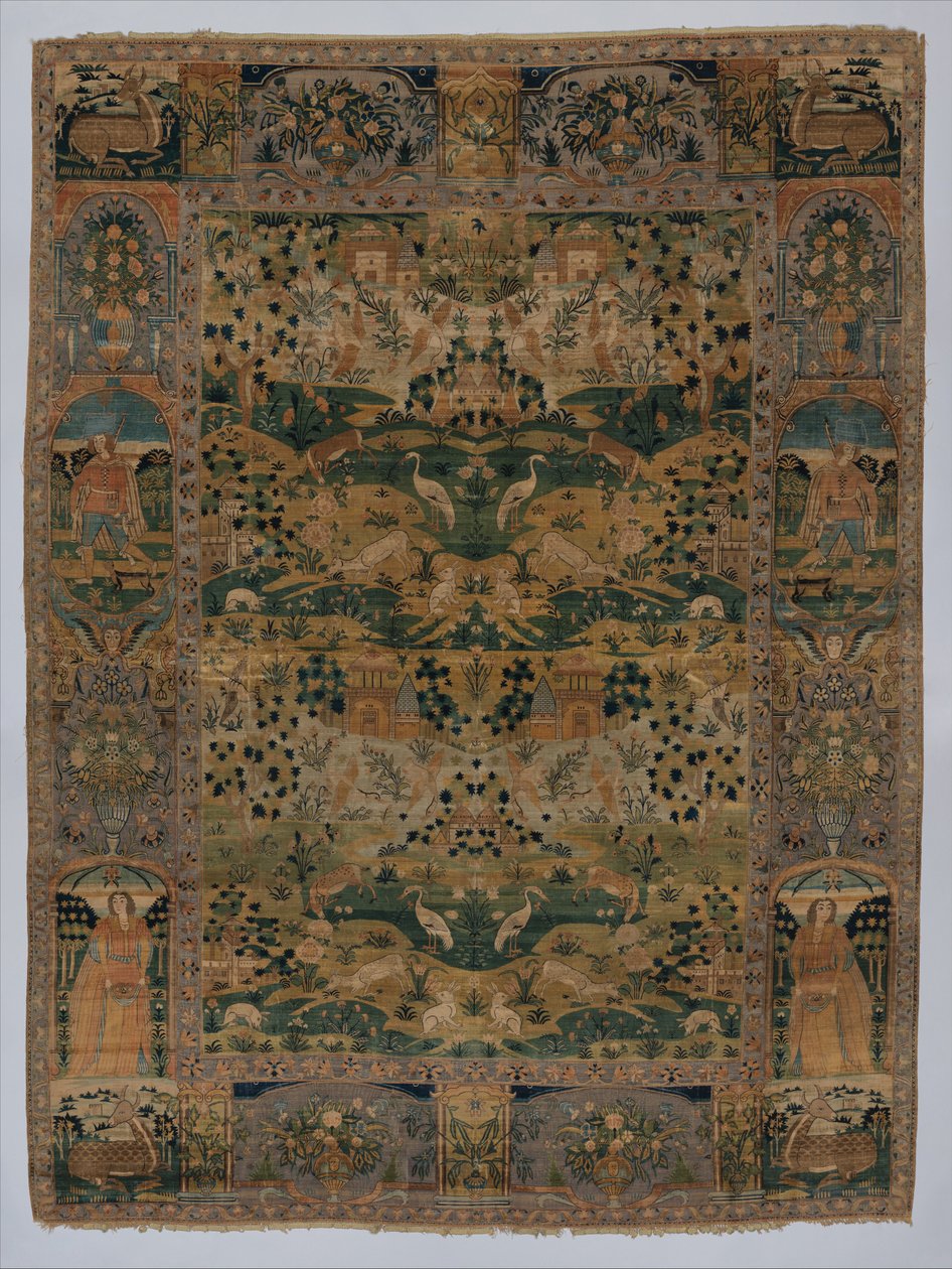 Bildmatta med metalltråd, 1600-tal (silke) av Persian School