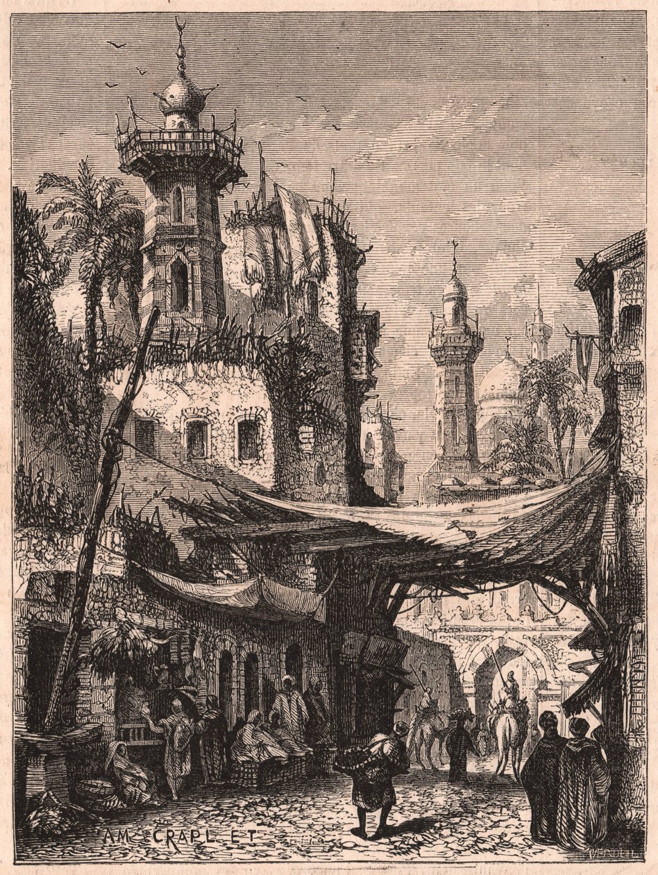 Vy över en gata i den gamla delen av Kairo, Egypten av Unknown