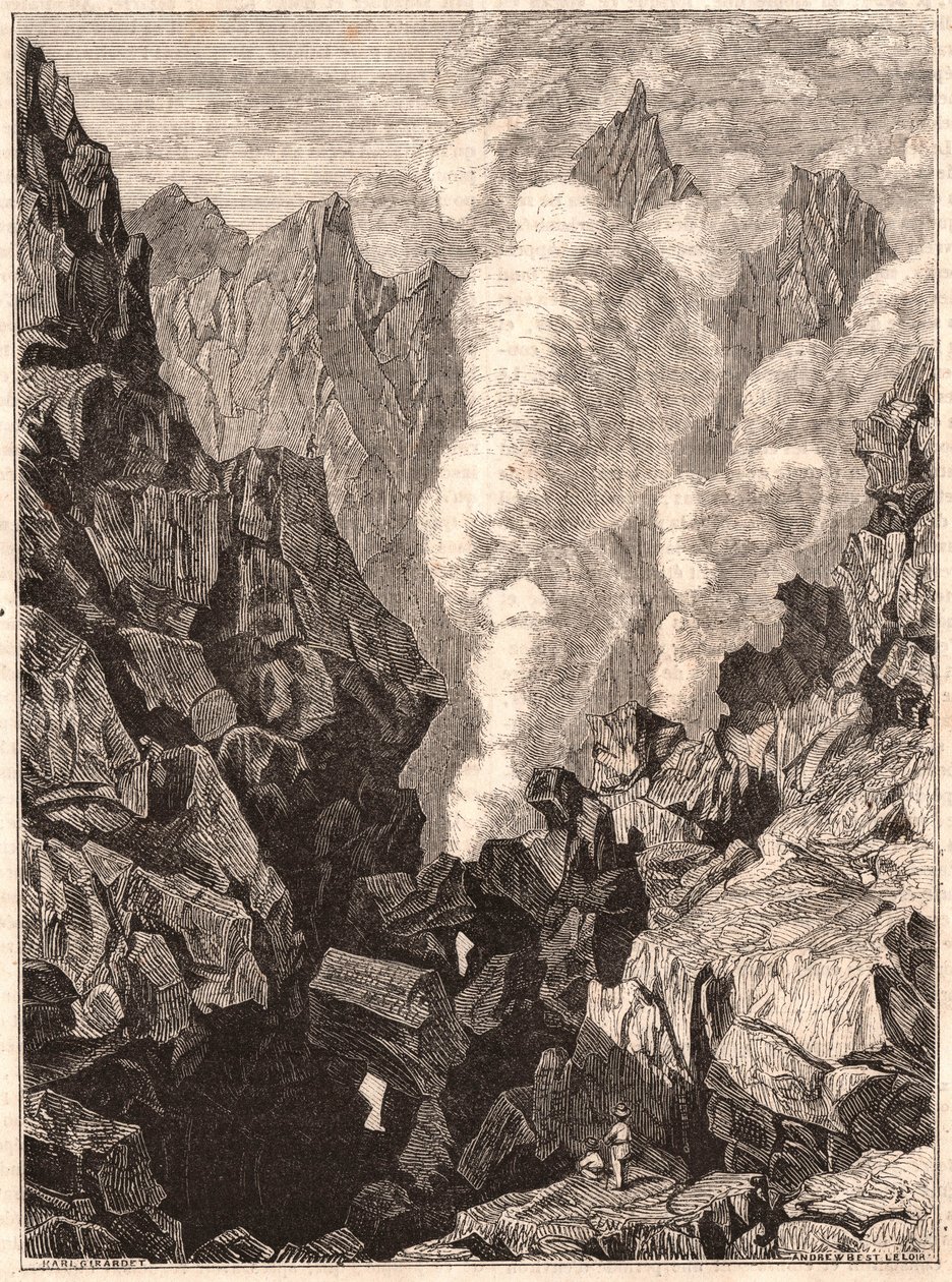 Utsikt över kratern på vulkanen Grande Soufrière i Guadeloupe av Unknown