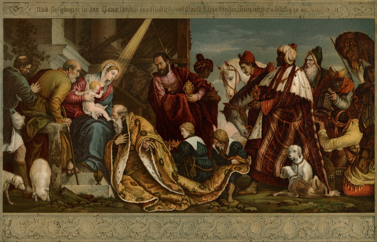 Tillbedjan av Magi av after Veronese