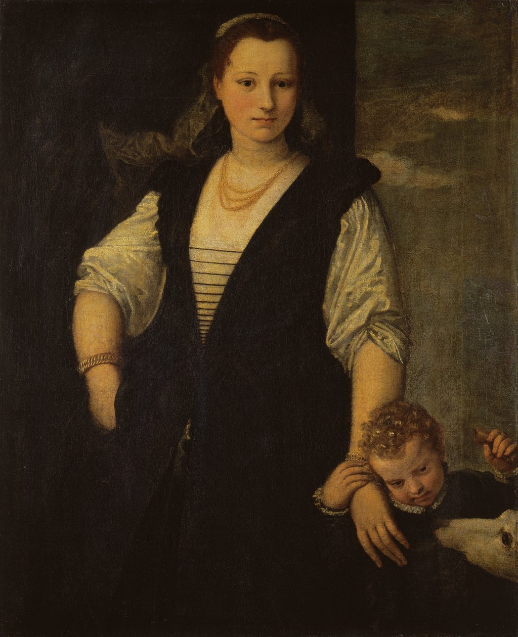 Porträtt av en kvinna med ett barn och en hund (för detaljer se 95740) av Paolo Veronese