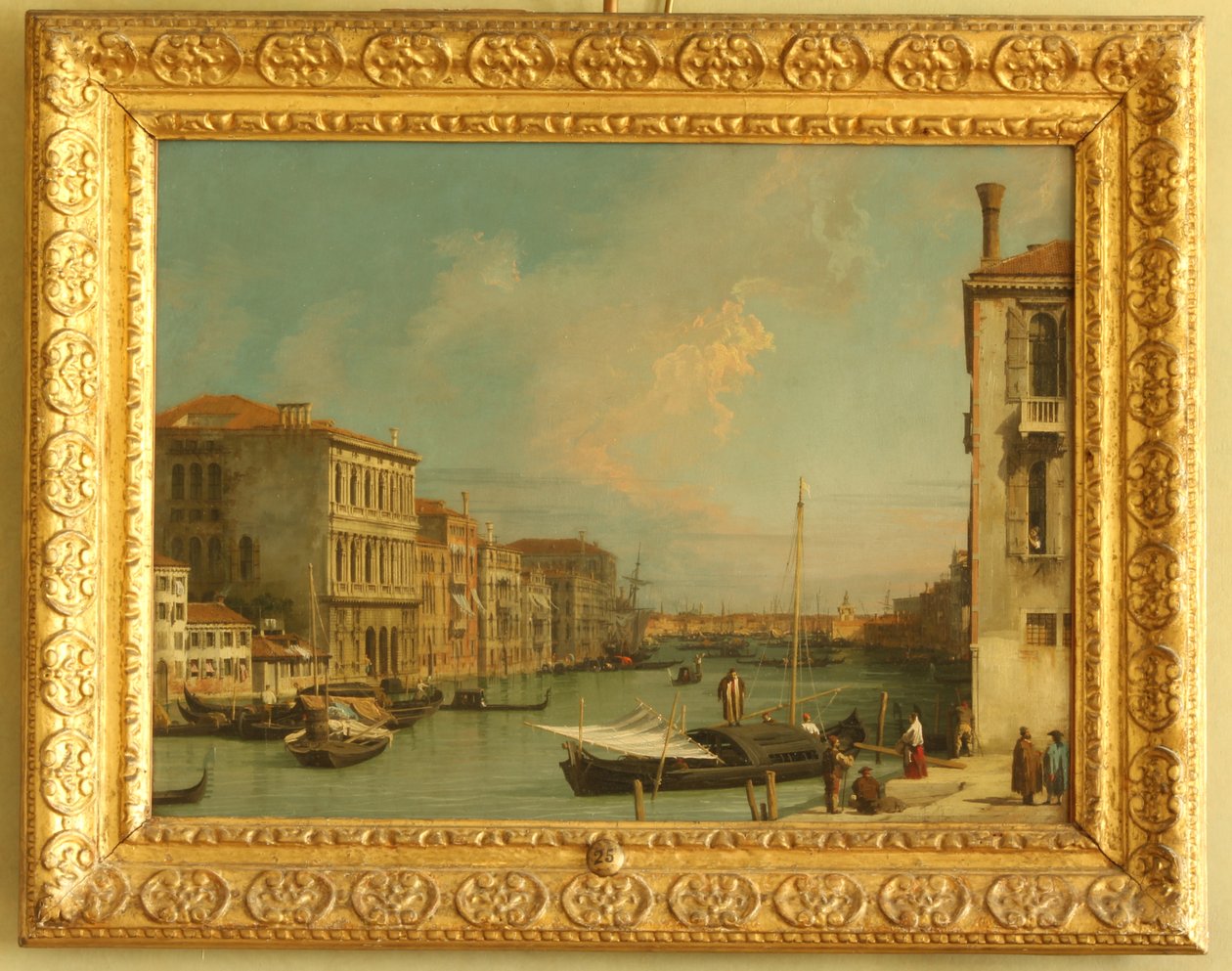 Utsikt över Canal Grande, Venedig, från Campos. Bio (olja på koppar) av Giovanni Antonio Canal