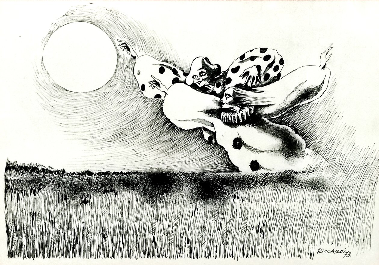 G. C. Riccardi, Utan titel, 1973, Tinte på papper, 50x70, Italien. av Gian Carlo Riccardi
