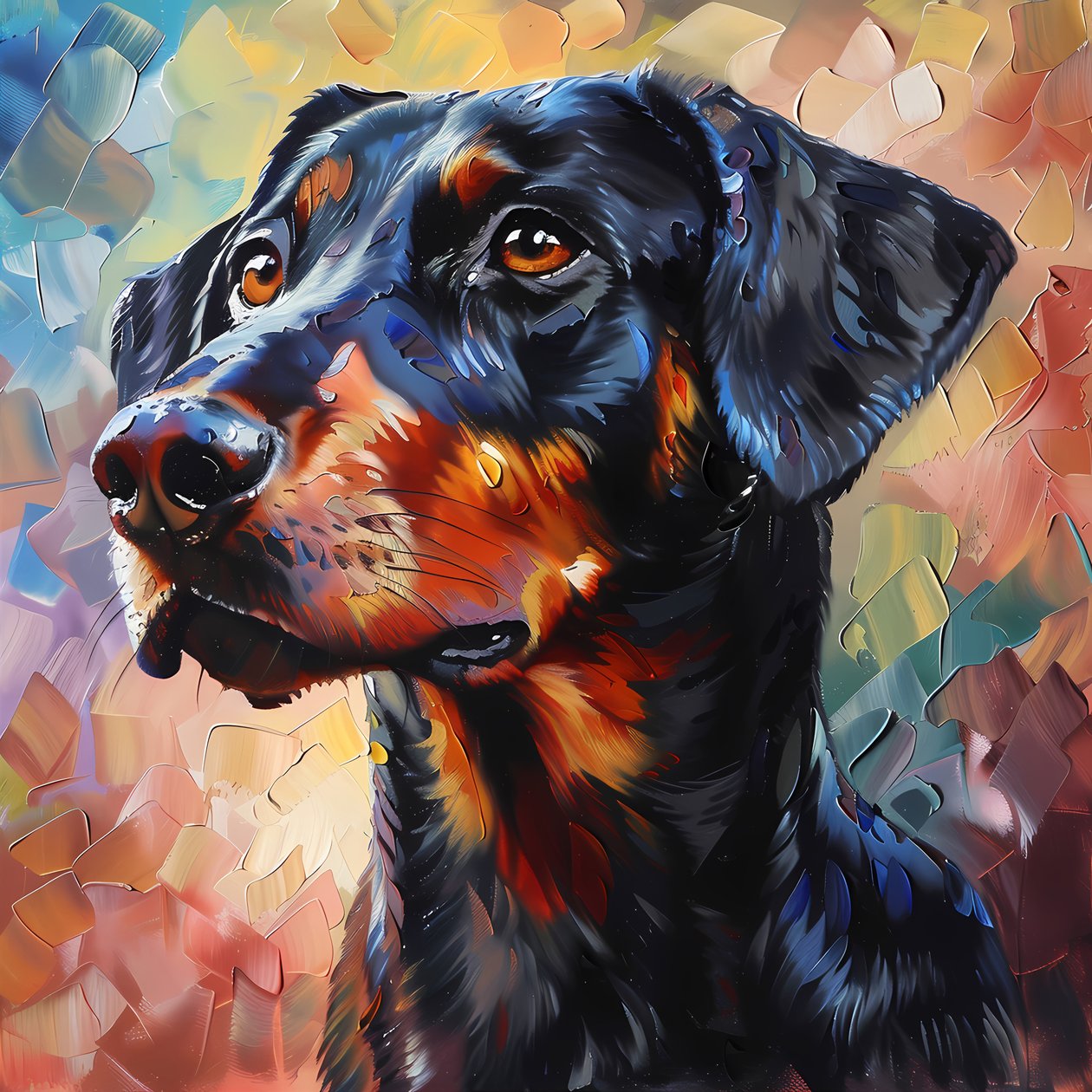 Abstrakt Rhodesian Ridgeback hundmålning, djurdekoration, väggkonsttryck av F. Abderrahim
