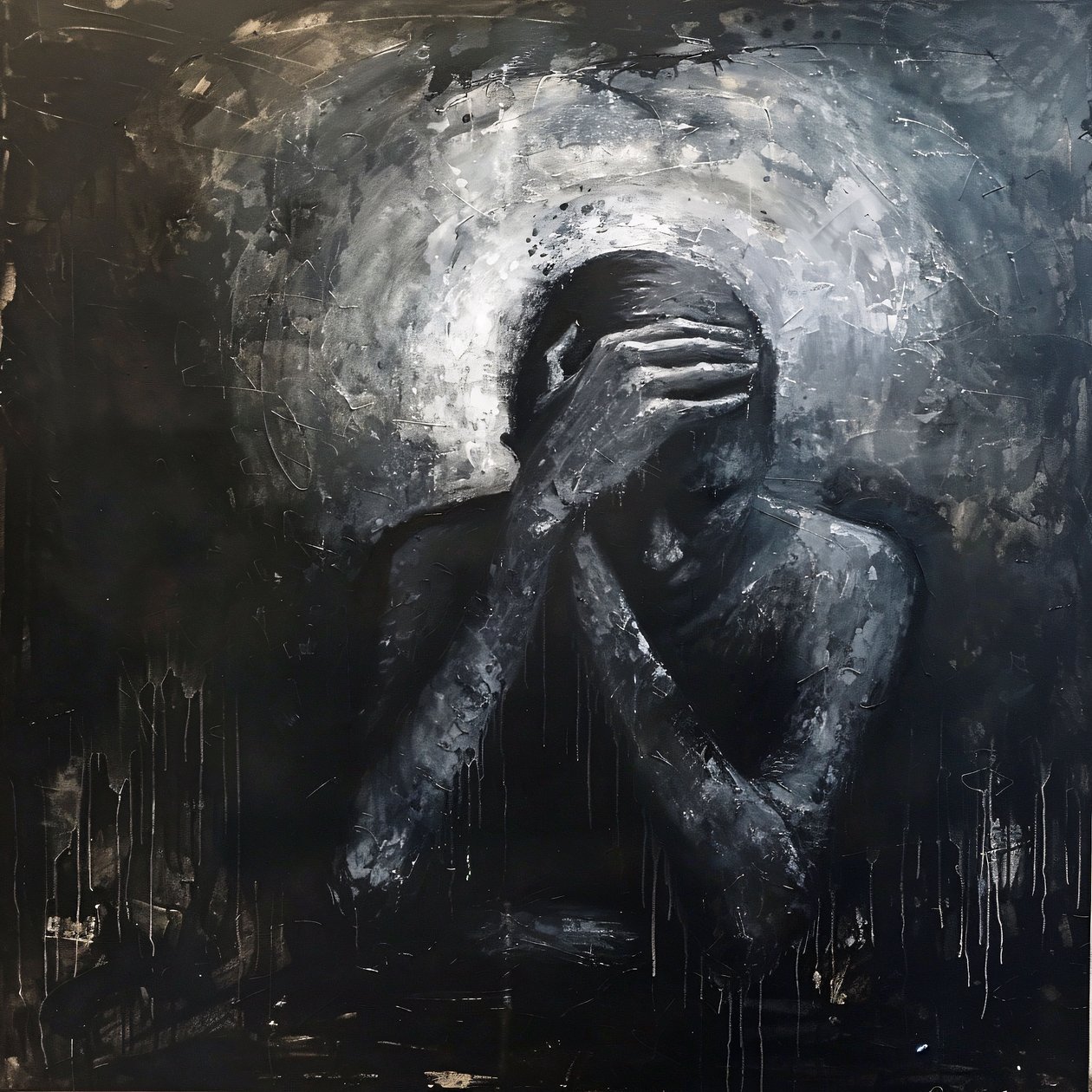 Abstrakt surrealism Svart och mörkt kaos för väggaffischer och tryck av F. Abderrahim