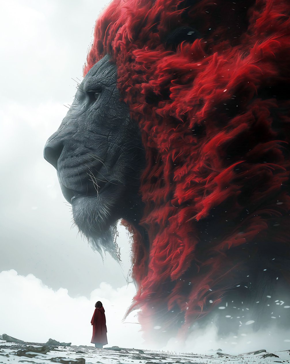 Lion  Man : fantastisk affischdesign för väggkonsttryck av F. Abderrahim