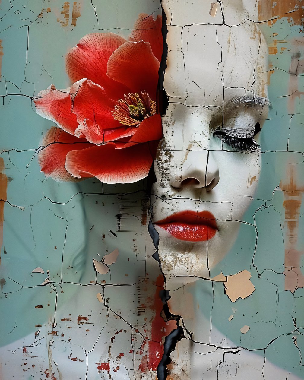 Broken Sleeping Beauty online Canvas Konsttryck  väggporträtt till salu av F. Abderrahim