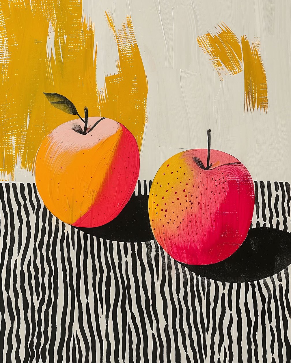 Äpple frukt och växt Botanisk målning | canvas konsttryck online av F. Abderrahim