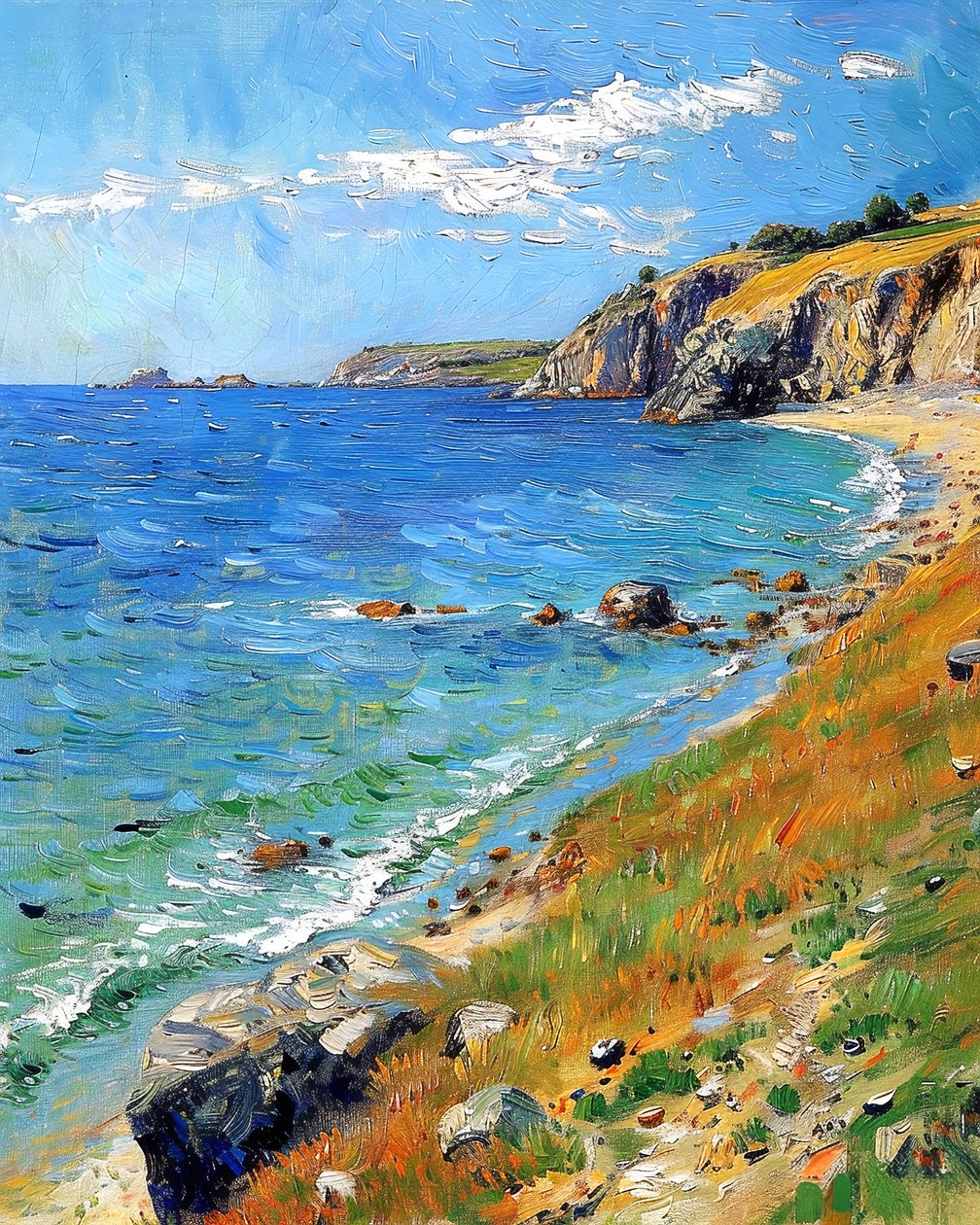 Landskap med Rocky Shores, klassiska väggdekorationsidéer av F. Abderrahim