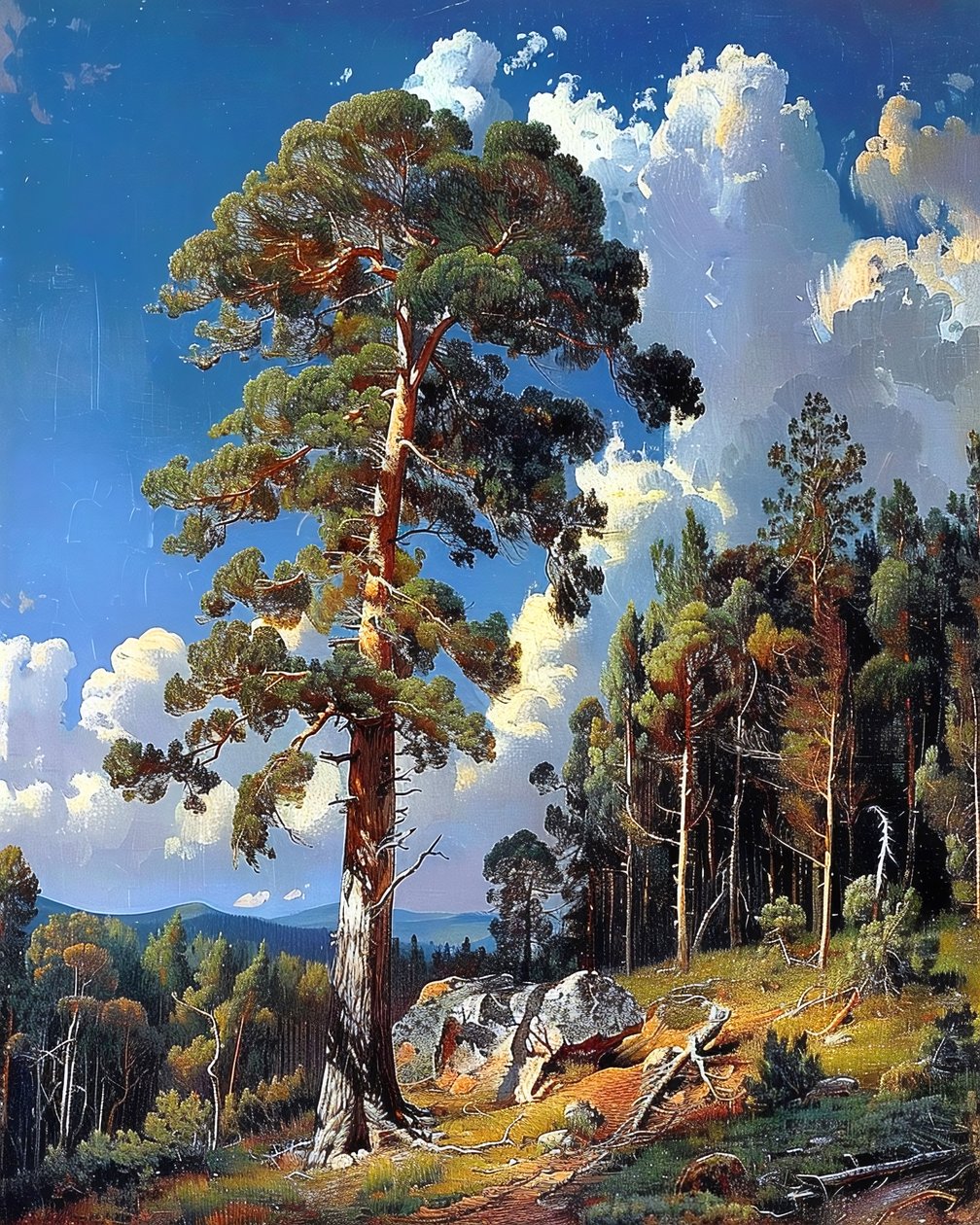 Landskap med klippor och skog, specialtillverkade inramade bilder av F. Abderrahim
