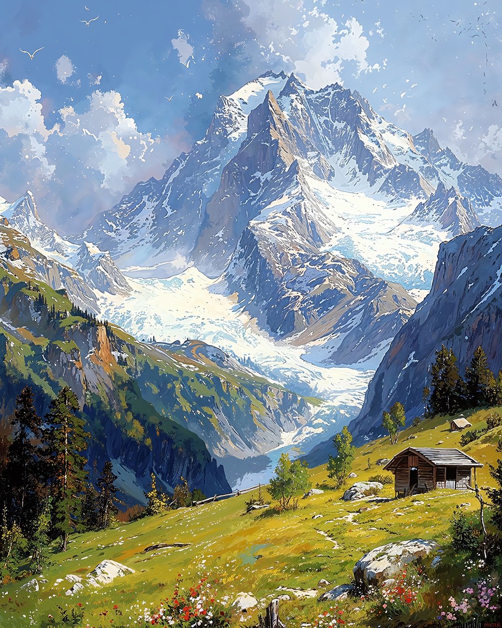 Landskap med Flowery Hills, väggdekoration för sovrum av F. Abderrahim