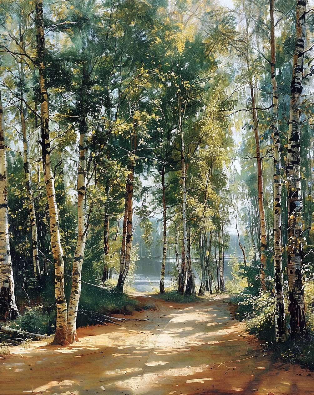 Slingrande väg grön skog, väggdekoration för vardagsrummet av F. Abderrahim