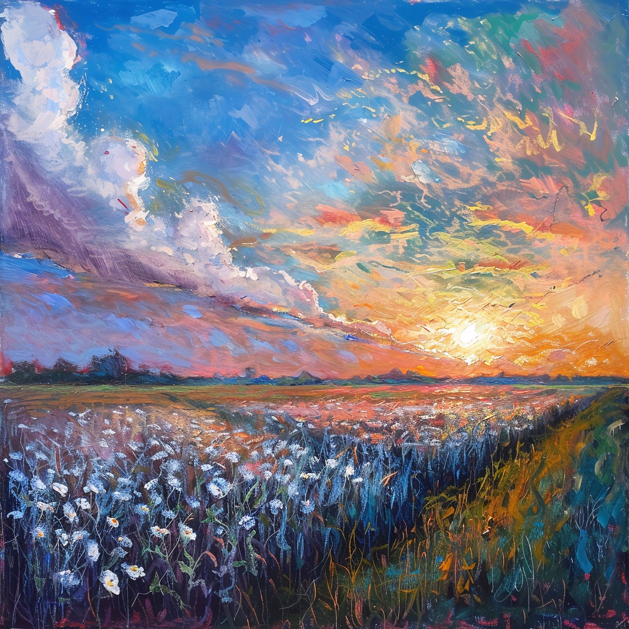 Abstrakt oljemålning pastell, Väggdekor till salu, canvas tryck av F. Abderrahim
