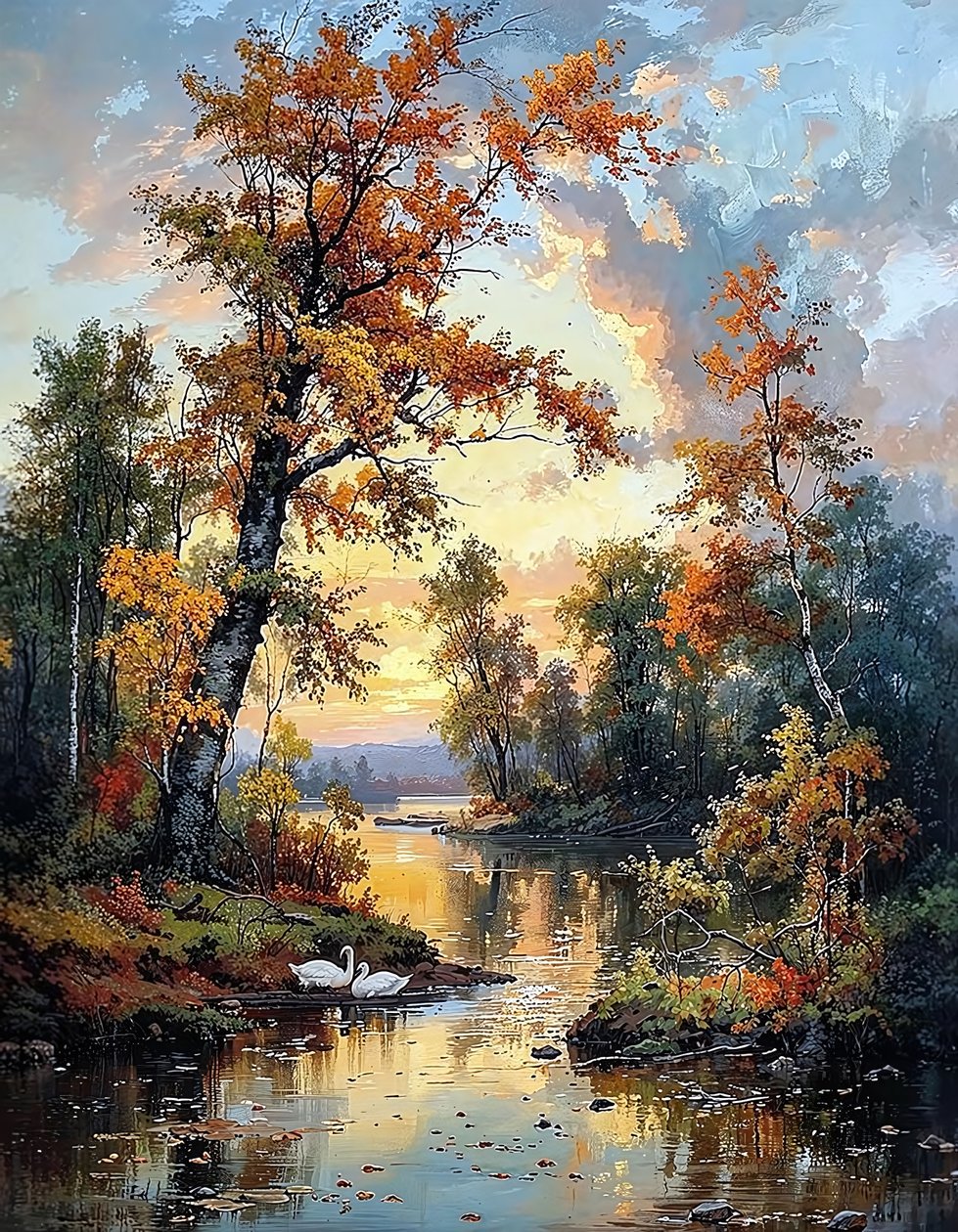 En bäck rinner genom en grön skog, Väggdekor till salu av F. Abderrahim