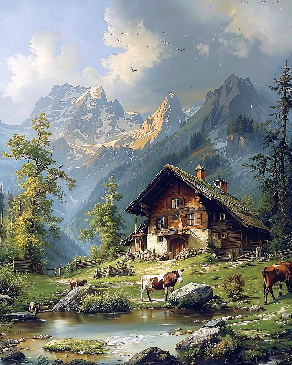 Vackert landskap på hösten, Canvas för väggdekoration Wildlife Art av F. Abderrahim