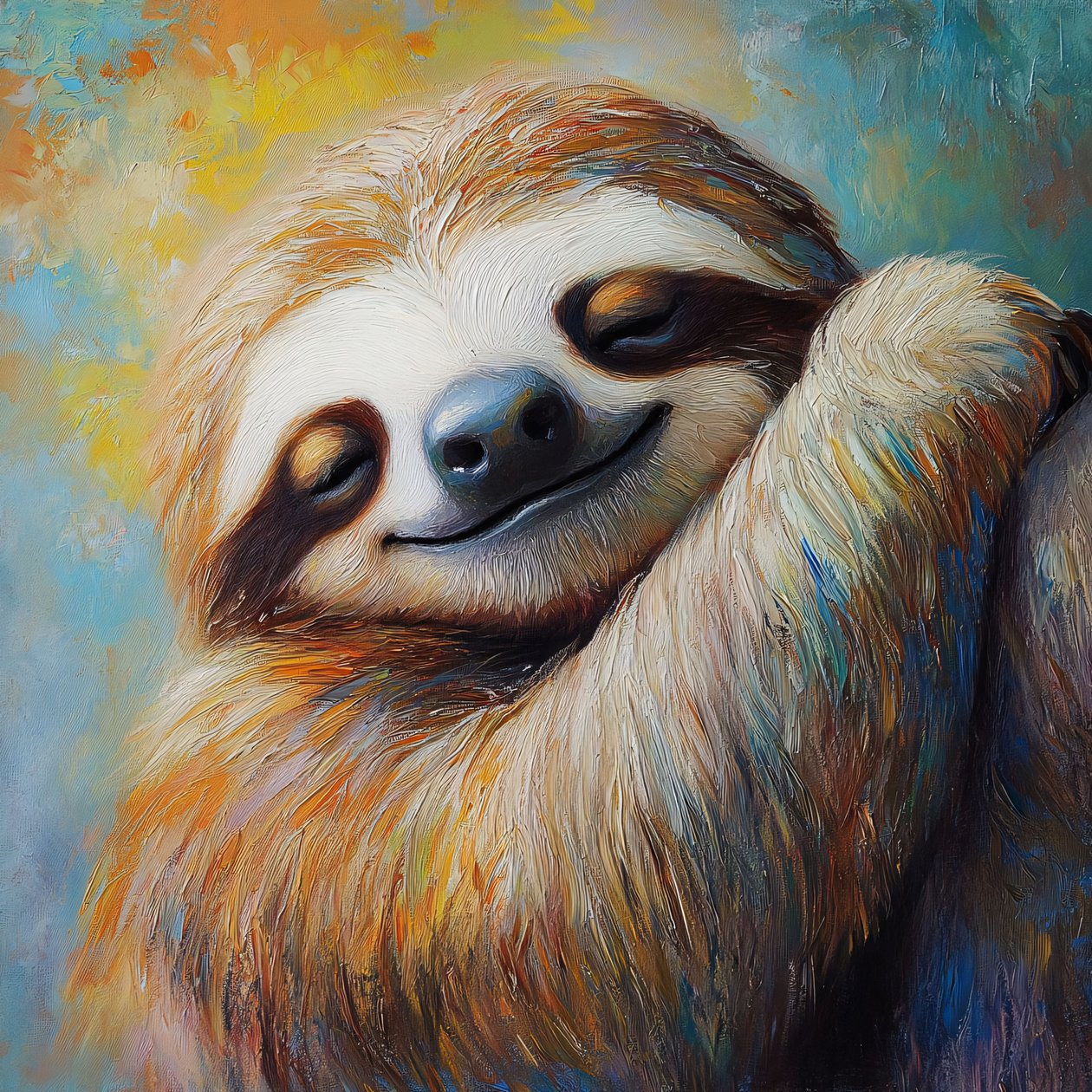 En glad fridfull sengångare abstrakt realistisk målning, canvas canvas tryck online av F. Abderrahim