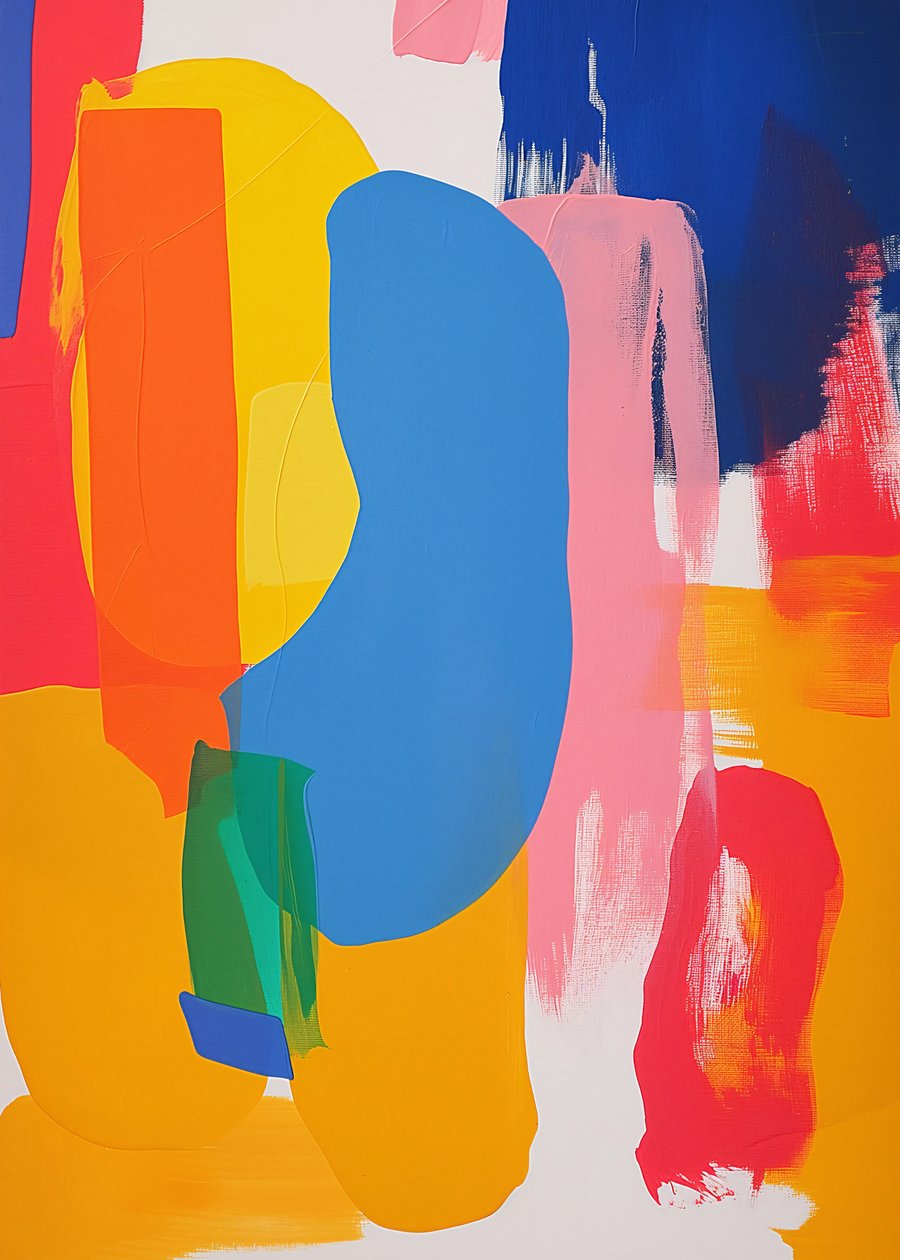 Glad färgmålning minimalistisk barnvänlig stil, canvas  väggdekor av F. Abderrahim