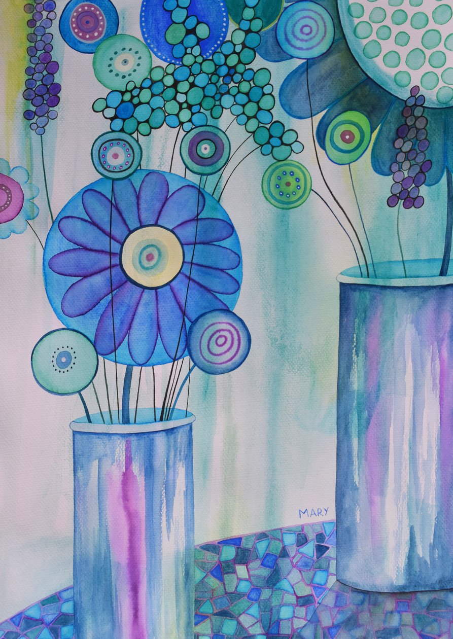 Moderna blommor av Marys Watercolors