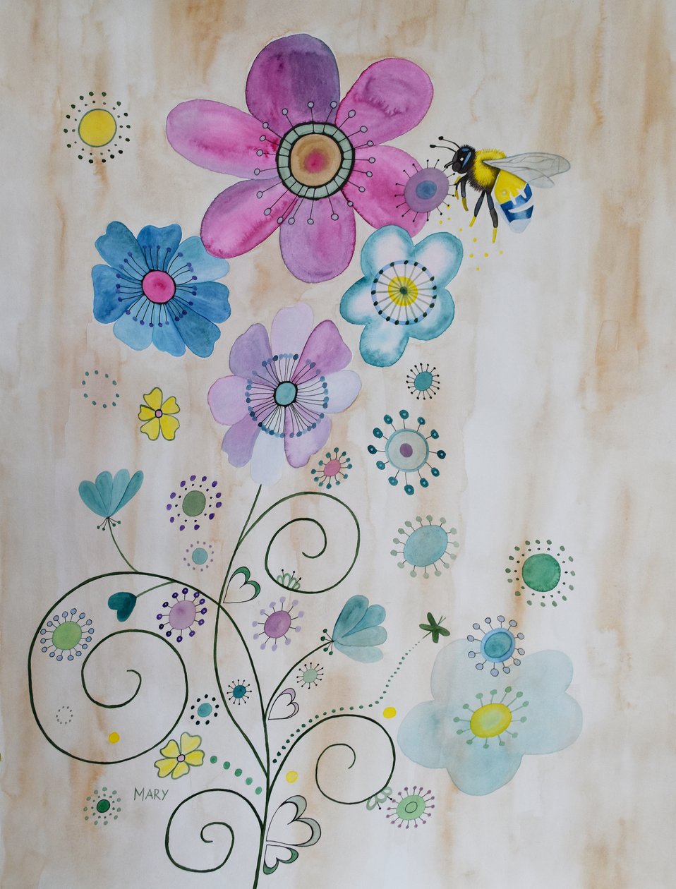 Bin och deras blommor av Marys Watercolors