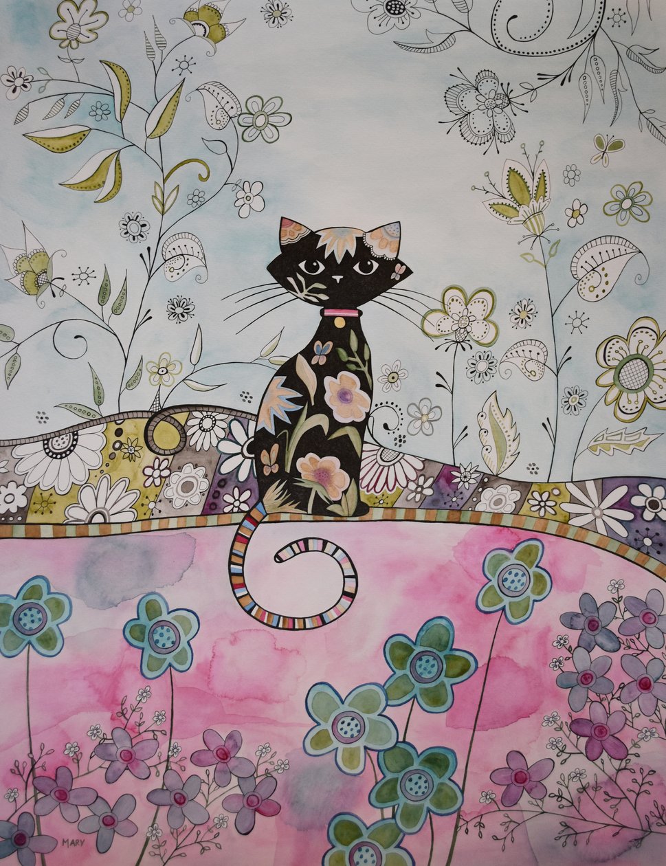 Svart kattunge av Marys Watercolors