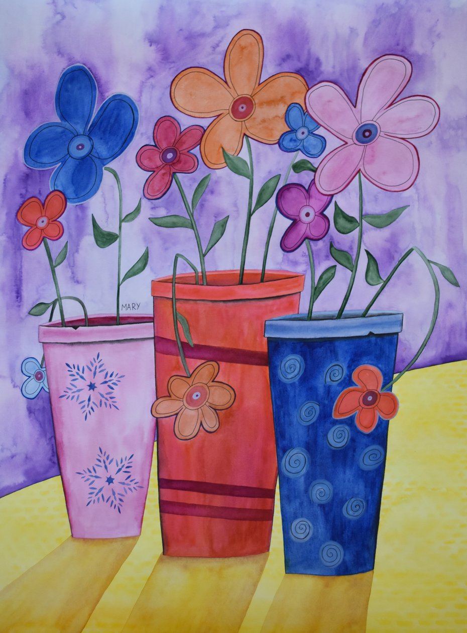 Blomkrukor av Marys Watercolors