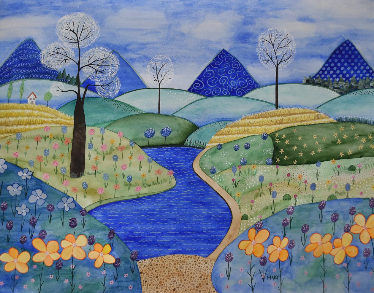 Bergsvärlden av Marys Watercolors