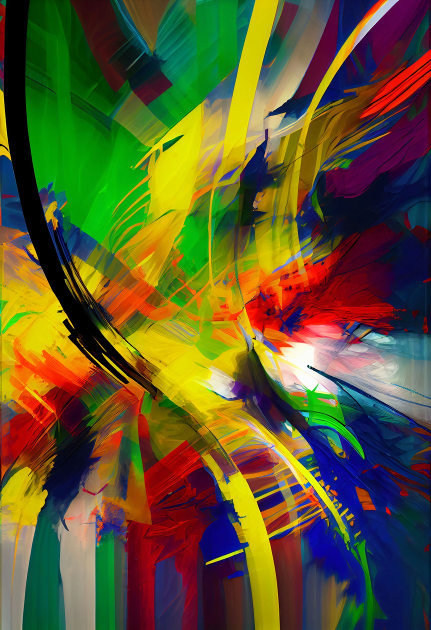 Abstrakt digital målning A Blend of Vibrant Colors, online canvas tryck på begäran av F. Abderrahim