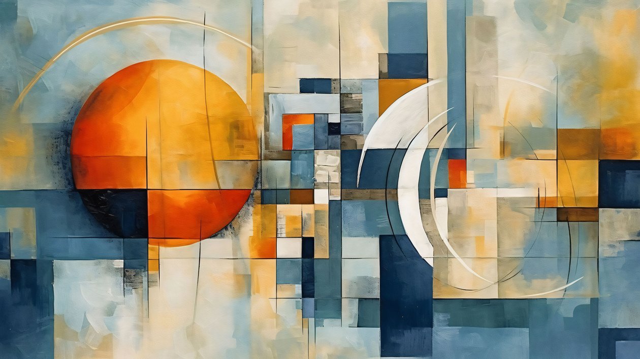Abstrakta geometriska former i bakgrunden, Teaching Math, canvas tryck på begäran av F. Abderrahim